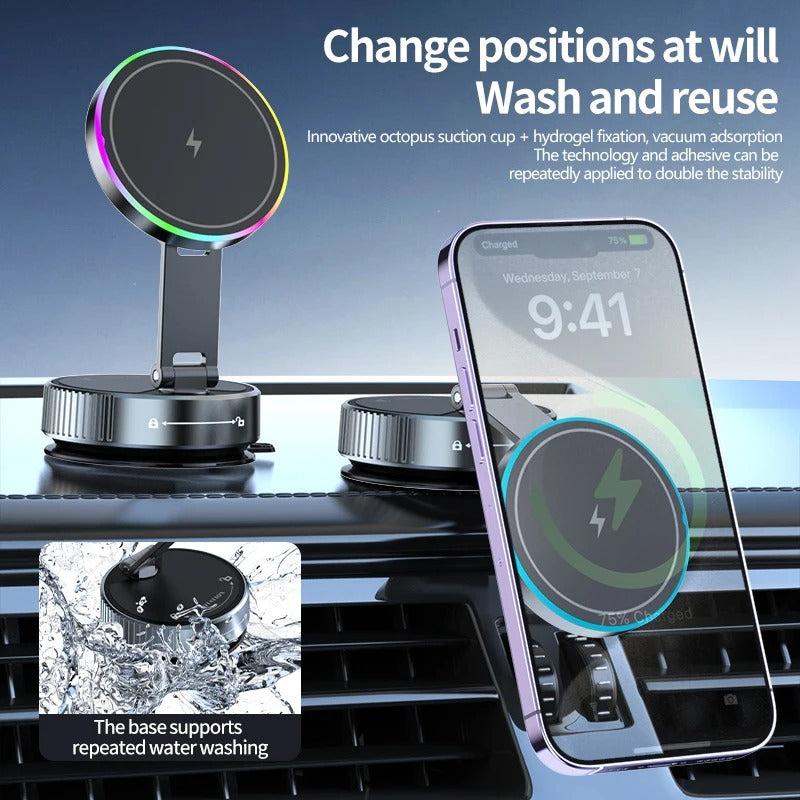 15W MagSafe Car Mount Charger for iPhone 17/16/15 - Fast Wireless Charging