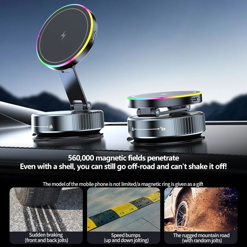 15W MagSafe Car Mount Charger for iPhone 17/16/15 - Fast Wireless Charging