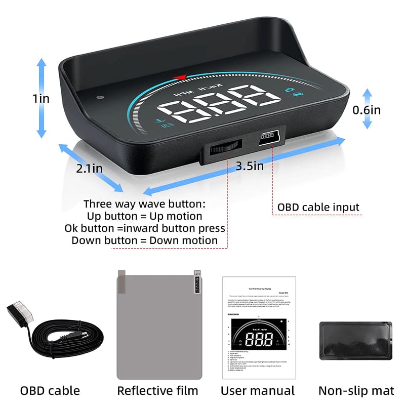 2025 Car HUD Head Up Display - GPS Navigation Phone Projector for All Cars