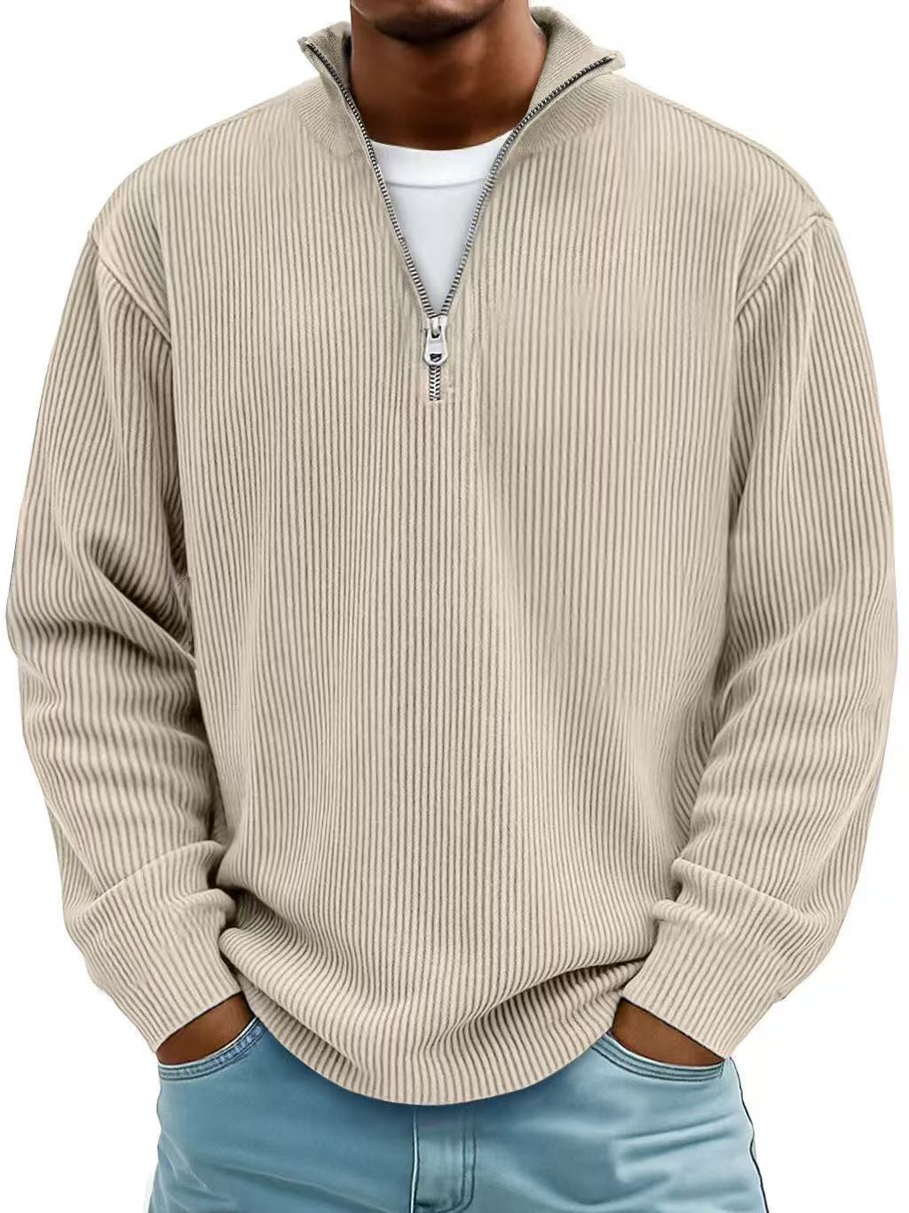 Men's Ribbed Quarter-Zip Long-Sleeve Shirt