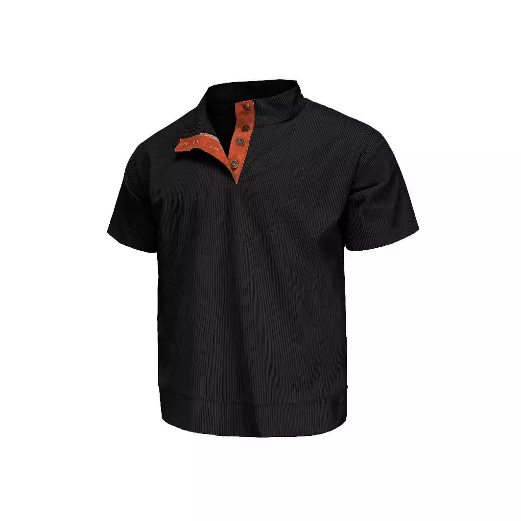 Men's Textured Short-Sleeve Henley Shirt