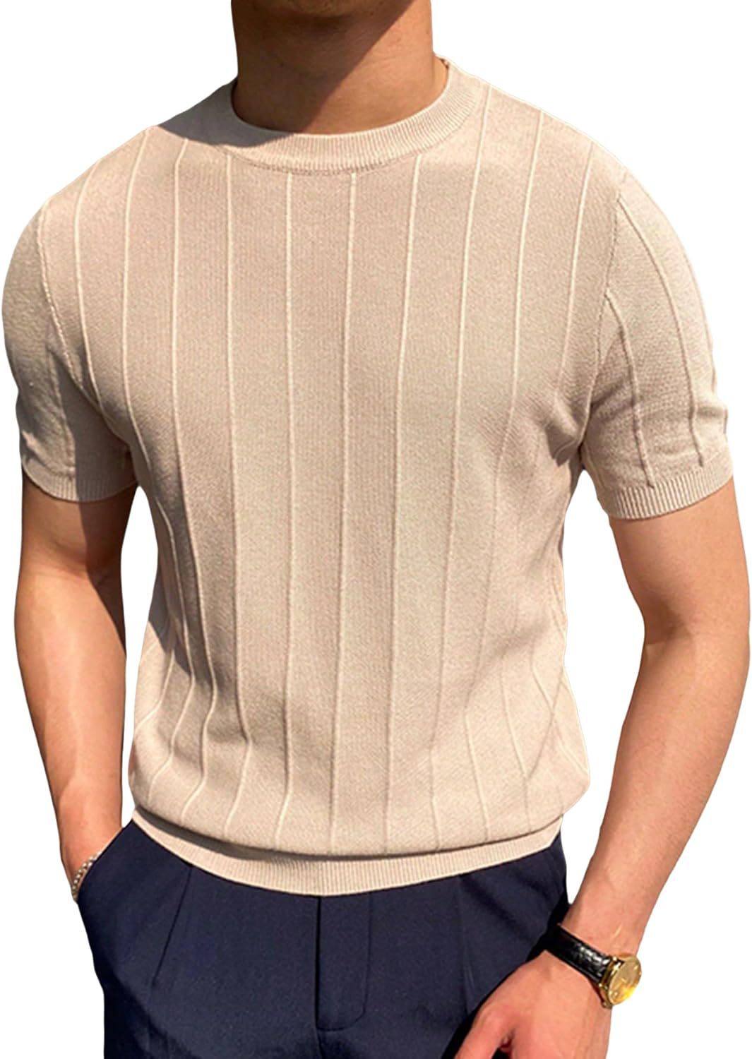 Men's Lightweight Ribbed Crew-Neck T-Shirt