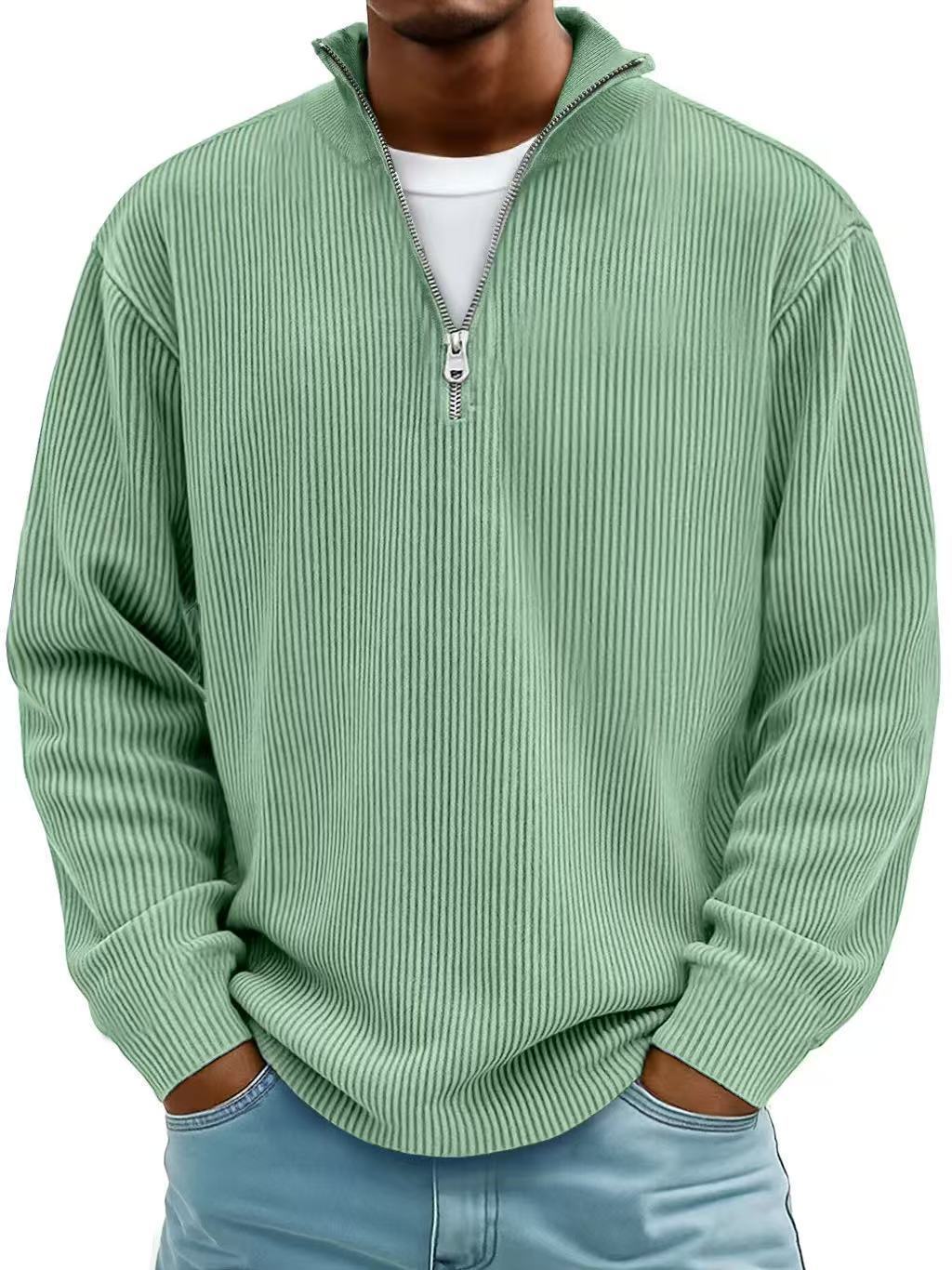 Men's Ribbed Quarter-Zip Long-Sleeve Shirt
