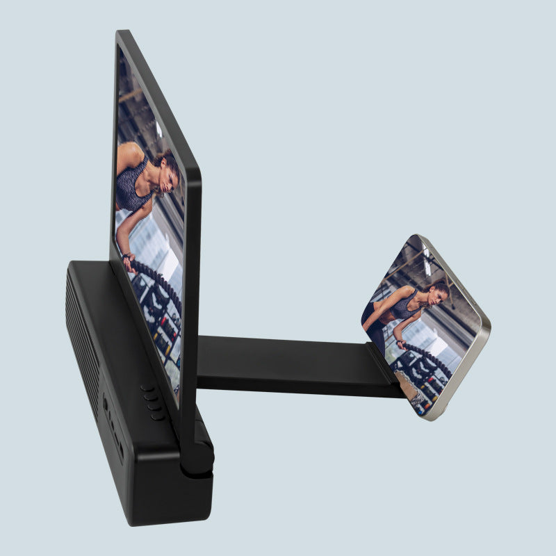 12" Phone Screen Magnifier with Bluetooth Speaker - 3D HD Pull-out Stand
