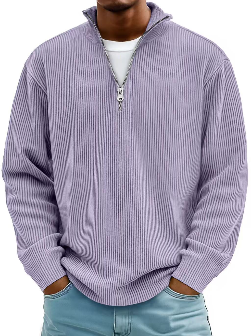 Men's Ribbed Quarter-Zip Long-Sleeve Shirt
