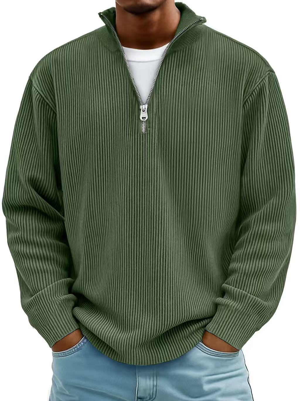 Men's Ribbed Quarter-Zip Long-Sleeve Shirt